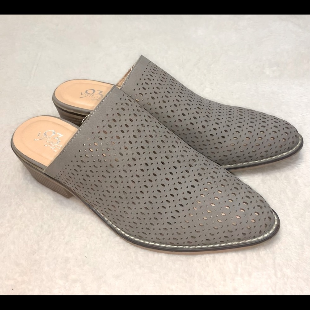 Grey slip on mules shoes